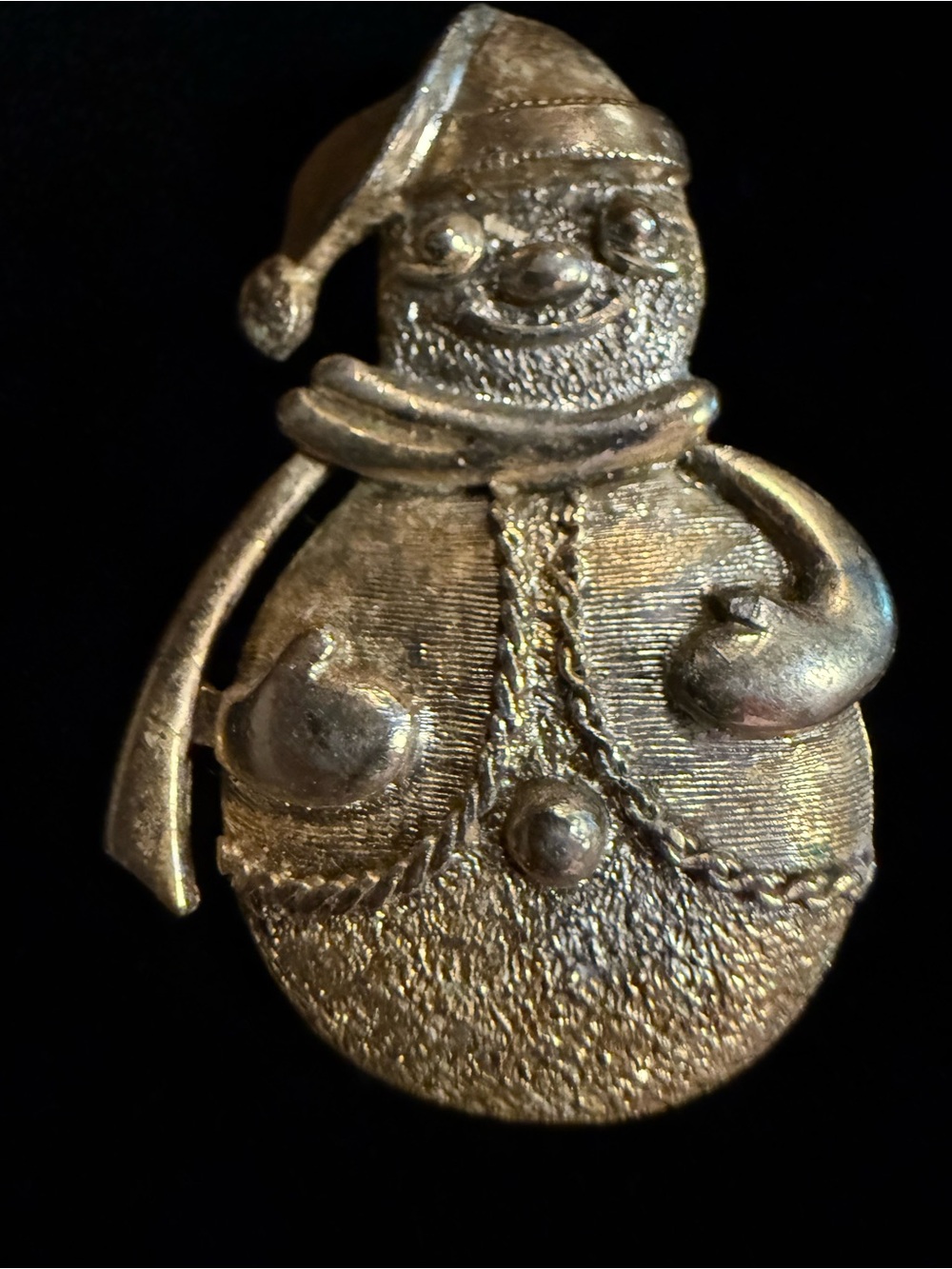 Gold-Tone Snowman Brooch Pin - Festive Women’s Jewelry